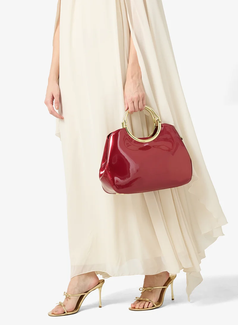 Khizana  Ring Handle Geometrical Shaped Bag With Gold Accent for Women | Best Price UAE